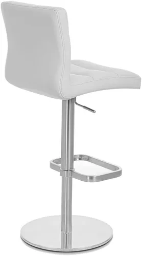 Vista 4 de Zuri Muebles Taburete de bar moderno de altura ajustable gris exuberante con base plana redonda cepillada