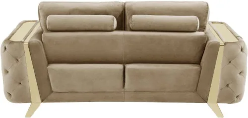 Vista 15 de Blackjack Furniture Lucca Collection - Sofás de terciopelo para sala de estar con marco de madera brasileña tapizado y patas de acero inoxidable, 2