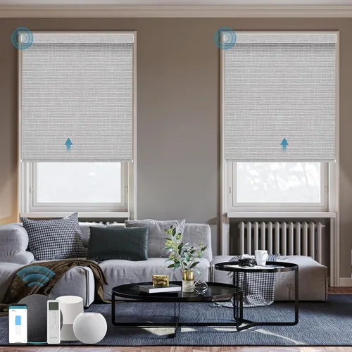 Vista 21 de Persiana Motorizada, Compatible con Homekit Thread-Enabled, Persianas Inteligentes 100% Opacas con Control Remoto, Persiana Enrollable Eléctrica