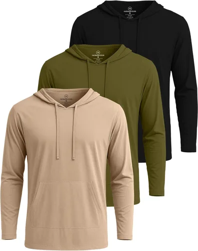 Real Essentials Paquete de 3: sudadera con capucha de algodón ligero y casual con cordón y bolsillo (disponible en tallas grandes y altas)
