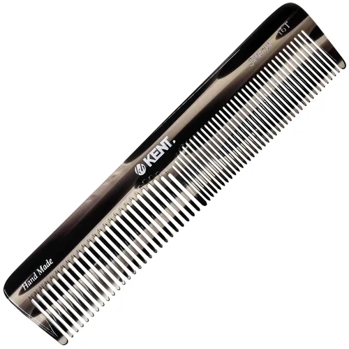 Kent 16TG Peine de tocador para el cabello, doble diente, grafito fino/ancho para cabello, barba y bigote, peine de peluquería grueso/fino para