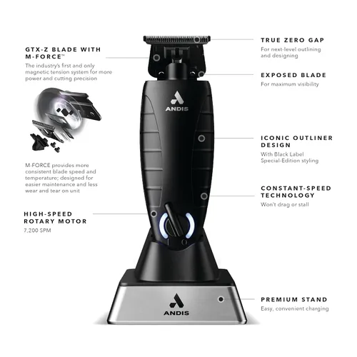 Vista 2 de Andis GTX-EXO Black Label Special Edition, recortadora eléctrica profesional de iones de litio para barba y cabello, tecnología M-Force