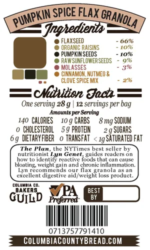 Vista 2 de Pack de 3 de 12 onzas, "El Plan", bolsas de granola de linaza. Condado de Columbia Pan y Granola.