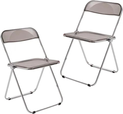 Vista 14 de 2 Pcs Stackable Folding Chair, Modern Transparent Acrylic Foldable Chair, Electroplating Frame, Party Chairs for Office Wedding Training(Black)