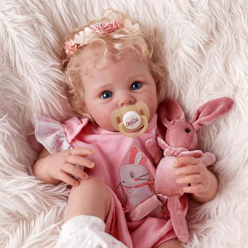 Vista 4 de BABESIDE Muñecos de bebé Reborn Bettie – Muñeca realista de cuerpo suave de 17 pulgadas para niña, encantadora, despierta, cabello rubio rizado