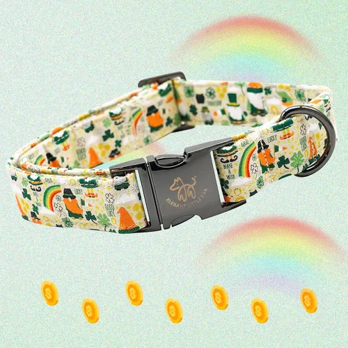 Vista 30 de Collar para perro de Pascua, collar de perro con estampado de huevos de conejo, collar para mascotas, collar rosa para perros pequeños, collar