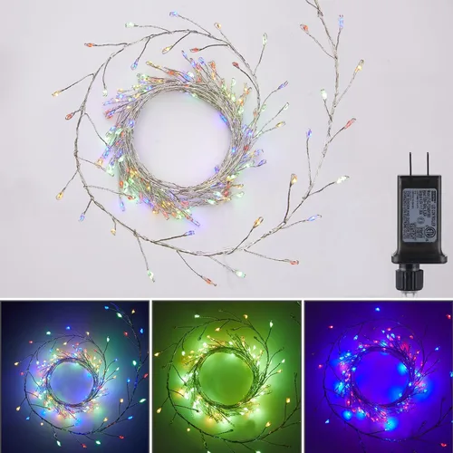 Vista 12 de Minetom Guirnalda de luces enchufables, 10 pies, 200 luces LED, alambre de cobre, impermeable, luces de petardo estrellado para techo, dormitorio