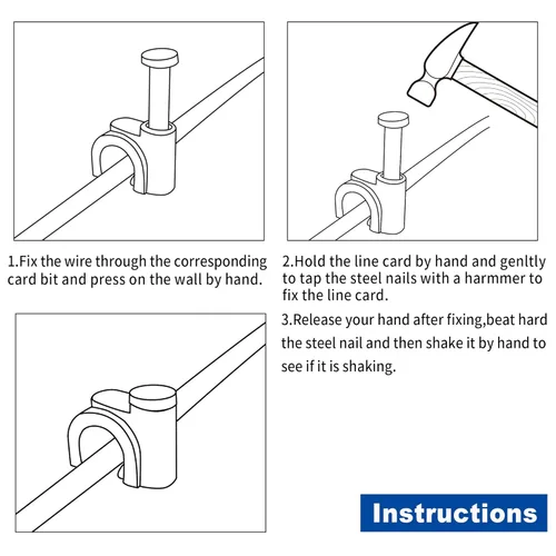 Vista 5 de Paquete de 100 clips de cable Ethernet para clavos de 0.315 in para cable eléctrico, Ethernet, cable de plato, cable coaxial, RG6, RG59, CAT6, RJ45