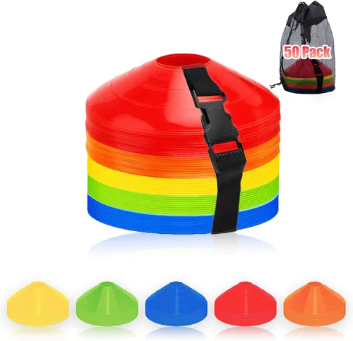 Ashsajkd Juego de 25/50/100 conos de fútbol de agilidad con bolsa de transporte y para conos de fútbol para entrenamiento, fútbol, baloncesto,
