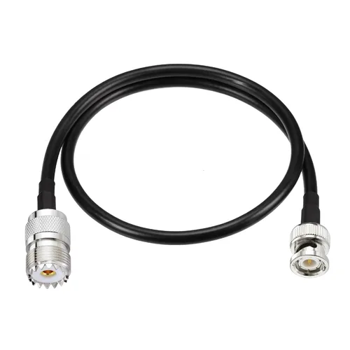 Eightwood Adaptador de antena UHF hembra SO239 a macho BNC Cable puente RG58 de 1,6 pies para radio CB portátil, radio aficionado, radio ham,