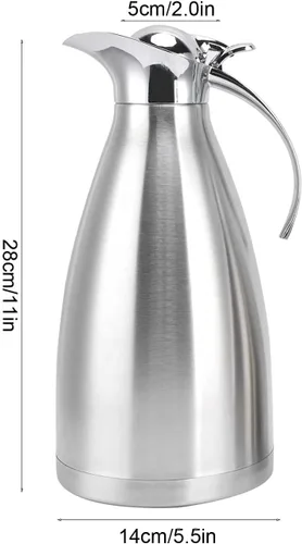 Vista 3 de Jarra térmica de café térmica, olla térmica aislada de acero inoxidable, frasco al vacío de doble pared, termo de café para café, agua caliente, té