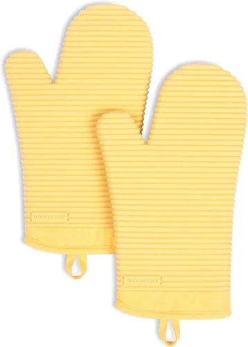 Vista 7 de KITCHENAID Juego de 2 guantes de horno de silicona suave acanalados, 7.5 x 13 pulgadas, color pistacho