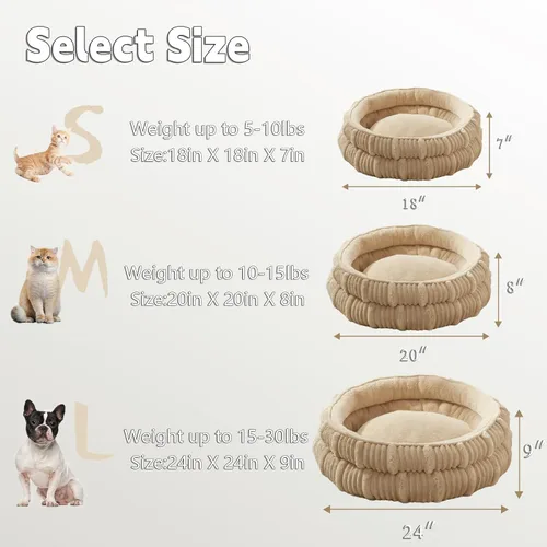 Vista 4 de Camas para gatos de interior, cama para gatitos, cama para perros de razas extra pequeñas, cama para cachorros, cama cómoda y duradera para Beige1