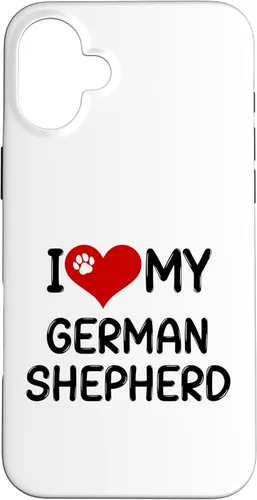 Vista 23 de I Love My German Shepherd Pet Dog Breed Retro Heart Case for iPhone 16