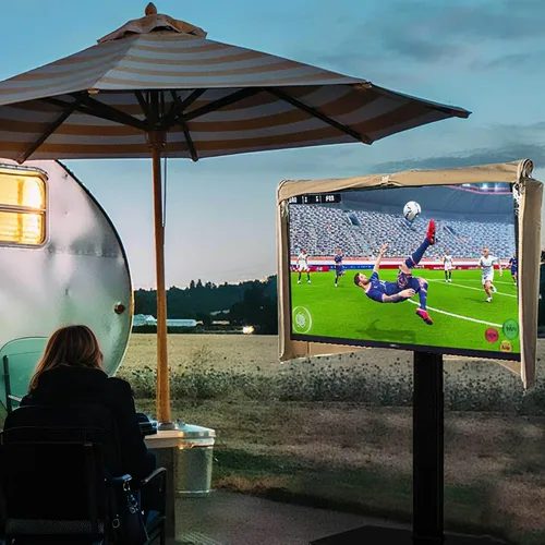 Vista 9 de IC ICLOVER Funda para soporte de TV móvil de 30 a 32 pulgadas, cubierta impermeable para TV al aire libre para soporte rodante, protector