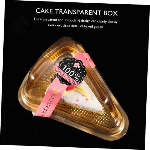 Vista 4 de STOBAZA 50 unidades de calcomanías triangulares para tartas y postres de panadería para llevar bodas, cumpleaños y celebraciones para rebanadas