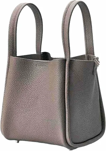 Vista 6 de Bolso de Lujo de Diseño Clásico para Mujer, Bolso de Mano de Cuero Suave, Bolso de Moda Multifuncional Tipo Cubo, Elegante Bolso de Mano