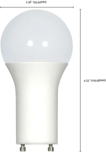 Vista 2 de Satco S28485, 11.5 vatios, 90CRI, 4000K, base GU24, ángulo de haz de 220 grados, 120 voltios, 1100 lúmenes, CEC, bombilla LED A19