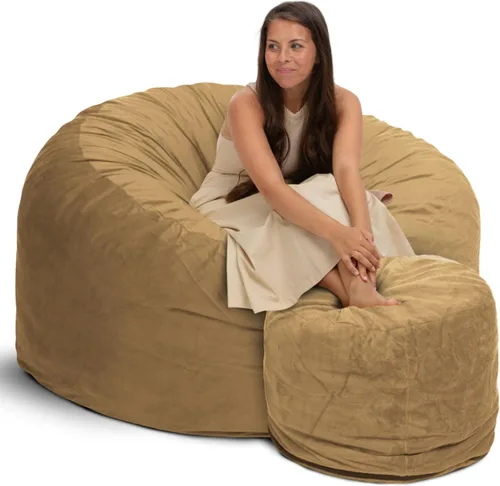 Vista 45 de ULTIMATE SACK Sillón tipo puf de 5 pies, puf de gran tamaño para adultos, cómodo sillón tipo puf, sofá tipo puf para tumbarse, sofá tipo puf