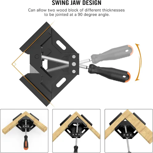 Vista 7 de Housolution Abrazadera de Ángulo Recto, Abrazadera de Esquina de Aleación de Aluminio de 90° de un Solo Mango, Herramienta de Abrazadera de Clip