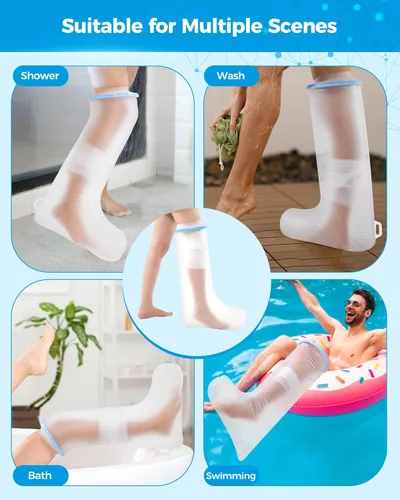 Vista 7 de Forias Waterproof Cast Cover, Reusable Leg Cast Cover for Showering Watertight Cast Protector for Shower Ankle Foot Knee Injuries - Half Leg Covers