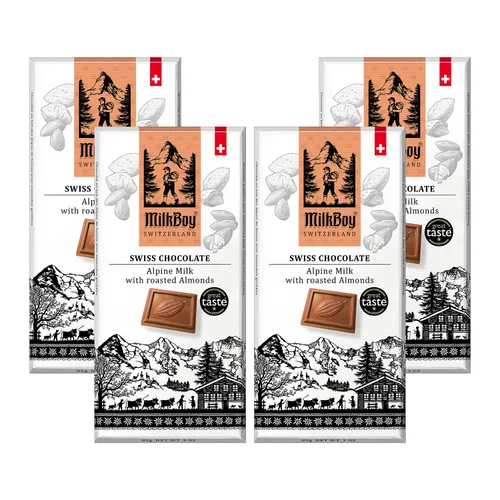 Vista 11 de Milkboy - Barras de chocolate con almendras suizas, chocolate con leche alpino suizo premium con almendras, todo natural, sin gluten, sin OMG