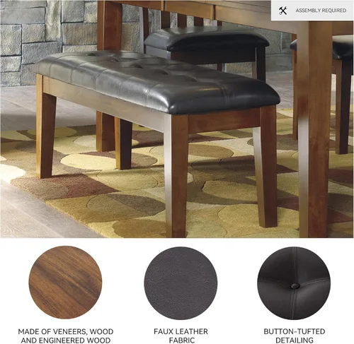 Vista 4 de Signature Design by Ashley - Banco tapizado con tufting Ralene para comedor, color marrón medio