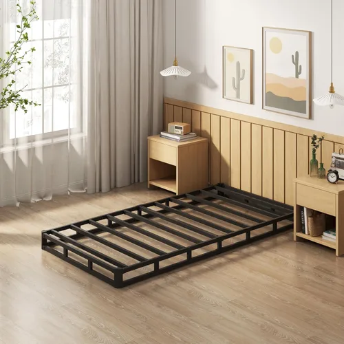 Vista 5 de EMODA Base de cama con somier Twin XL de 5 pulgadas, base de colchón de metal resistente de 1500 libras con funda de tela, fácil montaje