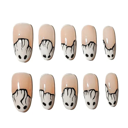Vista 16 de Sun&Beam Nails Uñas postizas a presión hechas a mano, medianas y largas, almendra, ovalada, rosa y blanca, punta falsa, diseño 3D, lindos con caja
