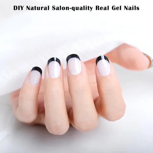 Vista 9 de Tiras de uñas de gel semicuradas, calcomanías francesas que funcionan con cualquier lámpara de uñas, envolturas de gel, calidad de salón, de larga