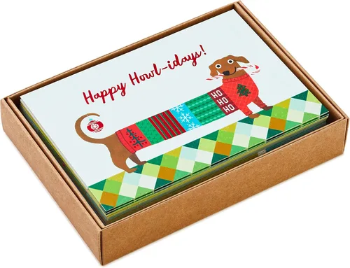 Vista 3 de Hallmark Surtido de tarjetas de Navidad en caja, gatos y perros navideños (6 diseños, 24 tarjetas con sobres)