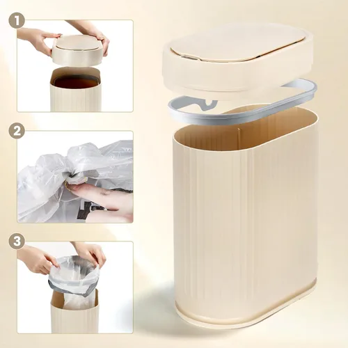 Vista 5 de ELPHECO Cubo de Basura para Baño de 2 Galones Cubo de Basura Inteligente de Plástico Impermeable Cesta de Basura Decoración de Baño Cubo de Basura