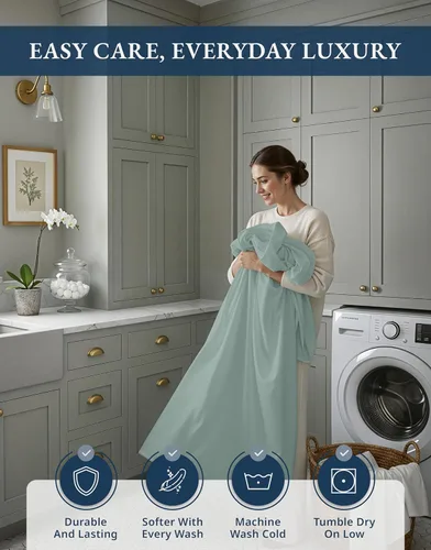 Vista 428 de LANE LINEN - Sábanas individual 100% algodón egipcio suave, cómodo y grueso de calidad de hotel, costuras reforzadas totalmente elásticas, sin