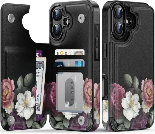 Vista 1440 de LETO para iPhone 15 Pro Funda tipo cartera - Tapa tipo folio con patada - Diseños de moda - Tarjetero - Funda protectora para mujeres y niñas - 6.1
