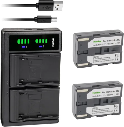 Kastar 2-Pack SB-L110 Battery and LTD2 USB Charger Replacement for Samsung SB-L110 SB-LS110 (NOT Compatible with SB-L110A), SB-L220 SB-LS220, SB-L70