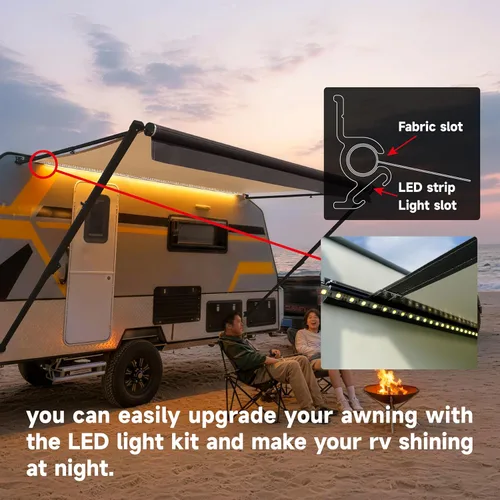 Vista 6 de Suncode Toldo para autocaravana para caravana, cámper y remolques de viaje, kit completo de toldo manual para caravana, toldo manual para cámper