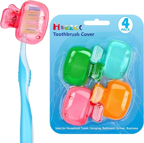 Vista 15 de Hxezoc Paquete de 4 tapas para cepillo de dientes de viaje, protector de cepillo, clip portátil de plástico para el hogar, viajes, negocios