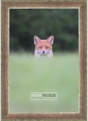 Poster Palooza 14x25 Distressed/Aged Antique Silver Complete Wood Picture Frame with UV Acrylic Plexiglass, Foam Board Backing & Hardware Included