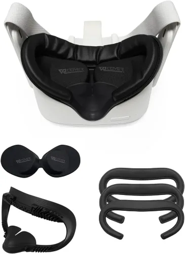 VR Cover Fitness Facial Interface and Foam Comfort Set for Oculus Meta Quest 2 Dark Grey Black Comfort Foam
