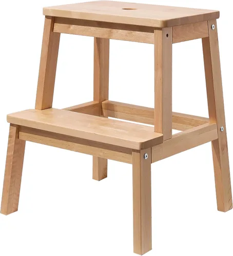 Vista 19 de HOUCHICS Taburetes para adultos, taburete de madera con 400 libras, taburete de madera, taburete para adultos, taburete para mesita de noche, Blanco