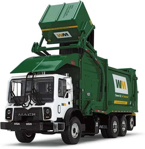 Vista 3 de First Gear 10-4006D - Camión de basura Mack TerraPro con cargador frontal Heil Half/Pack Freedom y portón trasero de GNC, color blanco y verde