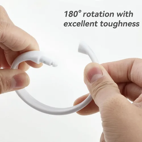 Vista 3 de 12Pcs Shower Curtain Hooks Rings, Circular Decorative Plastic Shower Curtain Rings, White Shower Curtain Hooks for Bathroom Shower Curtain Rod