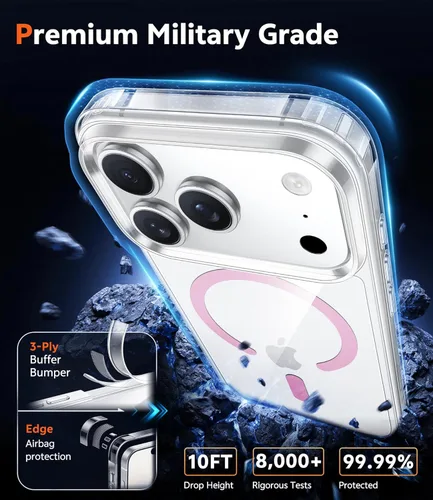 Vista 1534 de FNTCASE Funda para iPhone 13 Pro-Max: Fundas magnéticas transparentes compatibles con Magsafe Slim anti amarillamiento protección contra caídas