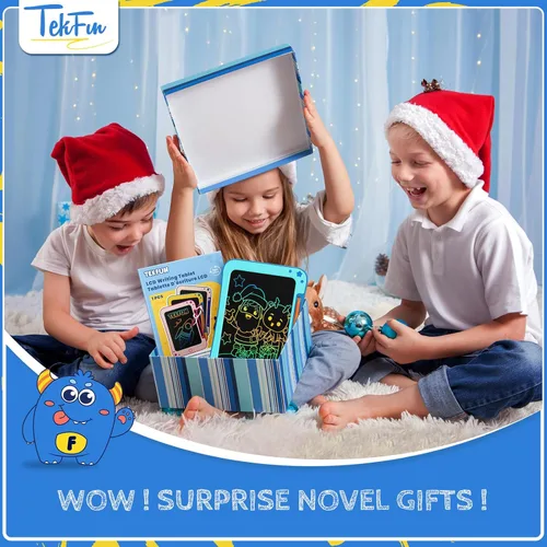 Vista 2 de TEKFUN Regalos de juguetes para niños pequeños – Tableta de escritura LCD de 8.5 pulgadas tableta de garabatos para niños con calcomanías, tableta