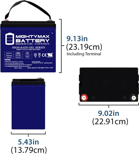 Vista 2 de Mighty Max Battery Batería de gel de 12V 55AH para silla eléctrica Quantum QG Edge 2.0 - Paquete de 2