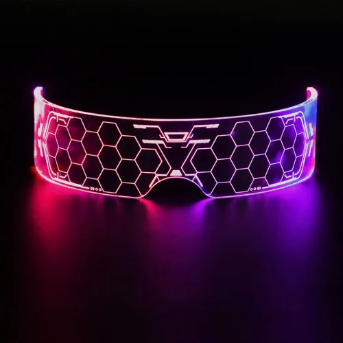 Vista 2 de Epipgale LED Visor Glasses Futuristic Light Up Sunglasses for Women Neon Luminous Goggles for Cosplay Costume