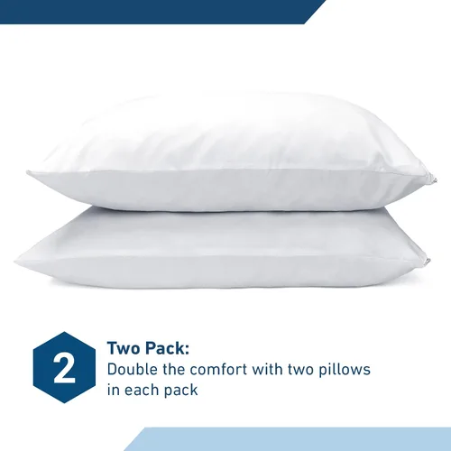 Vista 3 de MOLECULE Almohada ajustable de espuma viscoelástica de gel refrigerante, tamaño estándar, paquete de 2, color blanco