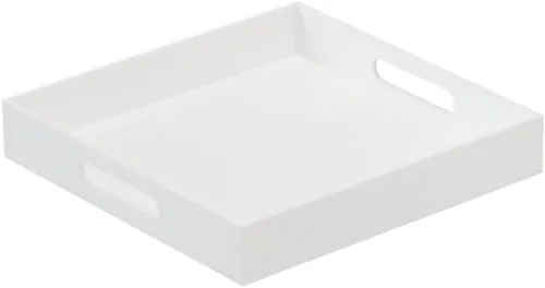 Vista 13 de Bandeja de servir acrílica resistente y brillante en negro con asas - 12x12 pulgadas - Bandeja para servir café, aperitivos, desayuno, mayordomo