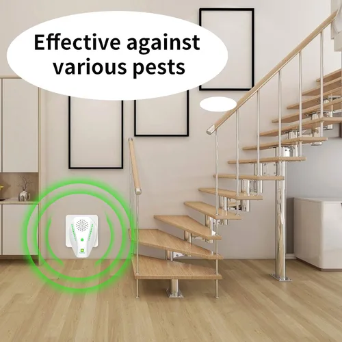 Vista 3 de Repelente ultrasónico Neatmaster y repelente de insectos para interiores, repelente electrónico ultrasónico enchufable para cucarachas, mosquitos