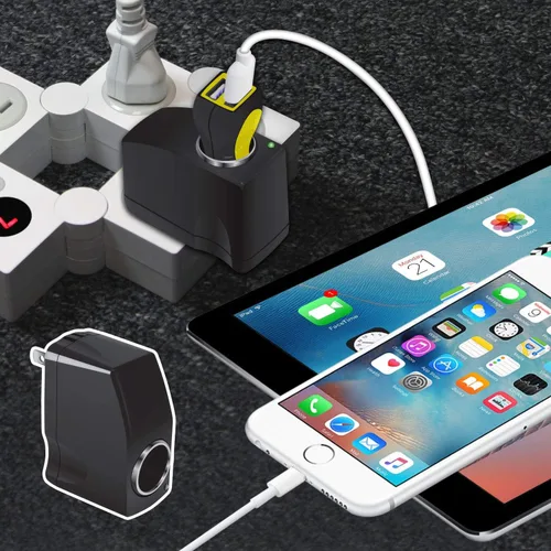 Vista 3 de Cellet Convertidor de salida de CA a CC de 12 V. Alimentación CA/CC 110 V - 120 V CA a 12 V CC Convertidor de potencia para encendedor